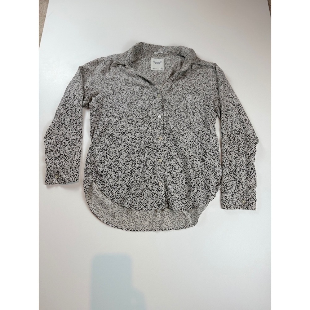 Abercrombie & Fitch Boyfriend Shirt Womens Small Black White Abstract‎ Print S